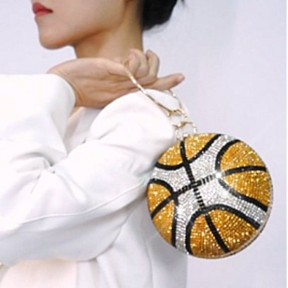 NEW BLING SWAROVSKI CRYSTAL RHINESTONE BASKETBALL CLUTCH HANDBAG PURSE +… - Picture 6 of 14